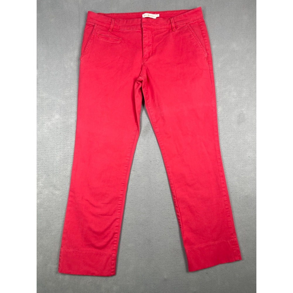 Tory Burch Golf Chino Pants Men 30 Red Straight Leg Cotton Stretch Casual